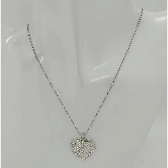 Ferragamo Gancini Heart Crystal Necklace Silver w/ Pouch NWOT - Picture 11 of 12